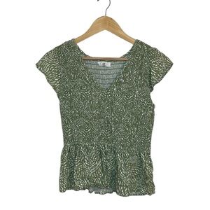 Japna Green Smocked Top, Medium